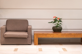 靠背沙发椅和木制茶几摄影图片